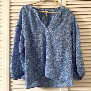 Joie Silk floral blue and white blouse top